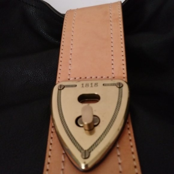 Brook Brothers Leather Black Tan Hobo Bag - Picture 3 of 16